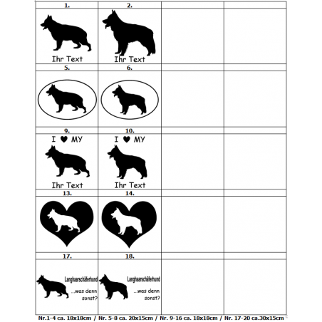 Aufkleber Langhaar Schäferhund