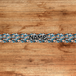 UV BIOTHANE HALSBAND 38mm Wunschtext Camouflage blau-orange
