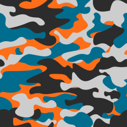 UV BIOTHANE HALSBAND 38mm Wunschtext Camouflage blau-orange